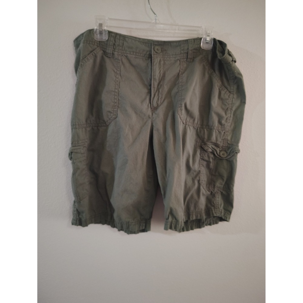 Faded Glory Womens Olive Green Cargo Shorts Size 16 Cotton Casual Utility Summer